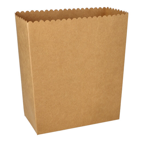 [89263] 10 x 50 Popcorn-Boxen Pappe "pure" eckig 2400 ml 19,2 cm x 15,8 cm x 8 cm braun groß