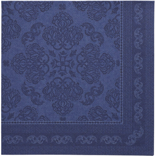 [89275] 5 x 50 Servietten "ROYAL Collection" 1/4-Falz 40 cm x 40 cm dunkelblau "Arabesque"