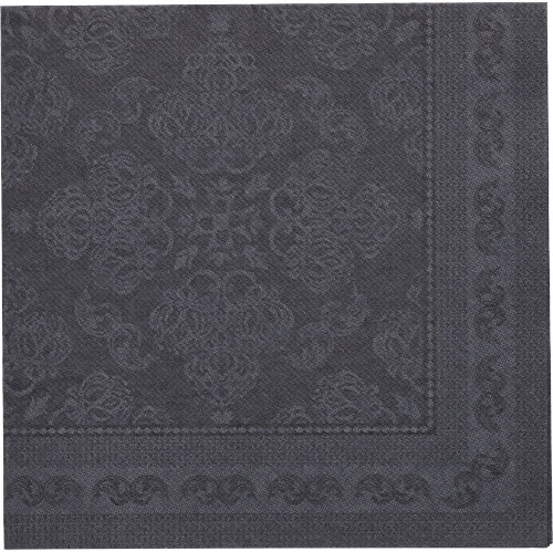 [89277] 5 x 50 Servietten "ROYAL Collection" 1/4-Falz 40 cm x 40 cm schwarz "Arabesque"