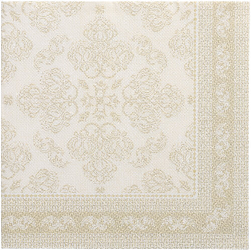 [89279] 5 x 50 Servietten "ROYAL Collection" 1/4-Falz 40 cm x 40 cm champagner "Arabesque"