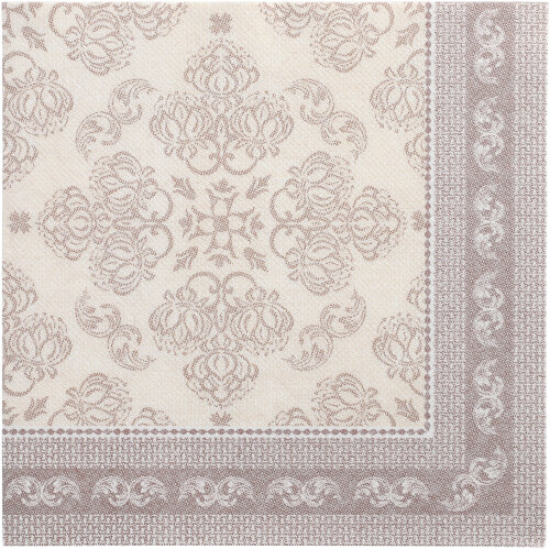 [89280] 5 x 50 Servietten "ROYAL Collection" 1/4-Falz 40 cm x 40 cm mocca "Arabesque"