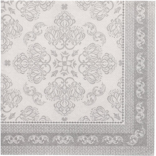 5 x 50 Servietten "ROYAL Collection" 1/4-Falz 40 cm x 40 cm grau "Arabesque"
