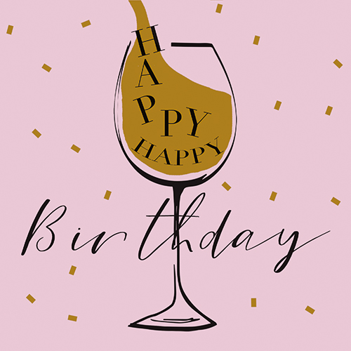 [89302] 12 x 30 Servietten, 3-lagig 1/4-Falz 33 cm x 33 cm rosa "Happy Birthday"