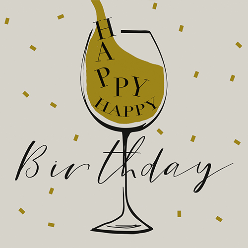 [89307] 12 x 30 Servietten, 3-lagig 1/4-Falz 33 cm x 33 cm hellgrau "Happy Birthday"