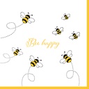 12 x 30 Servietten, 3-lagig 1/4-Falz 33 cm x 33 cm "Bee Happy"