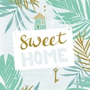 12 x 30 Servietten, 3-lagig 1/4-Falz 33 cm x 33 cm mint "Sweet Home"