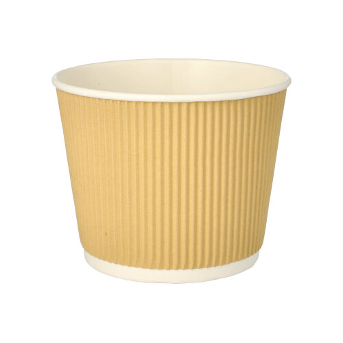[89331] 20 x 25 Suppenbecher, Pappe rund 998 ml Ø 13,5 cm · 10,8 cm braun/weiss Ripple Wall