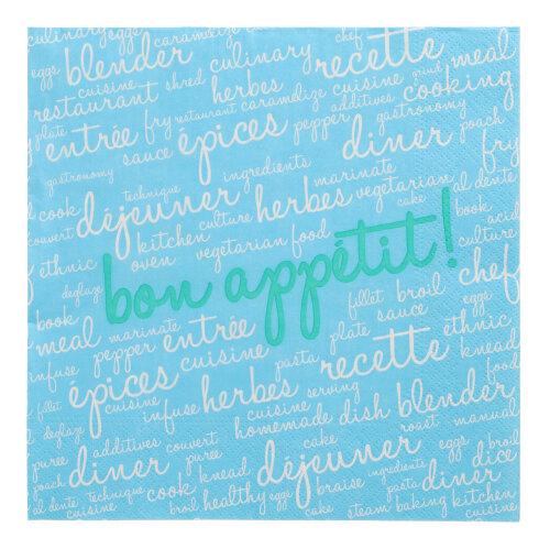 10 x 20 Servietten, 3-lagig 1/4-Falz 40 cm x 40 cm blau "Table Pleasures"