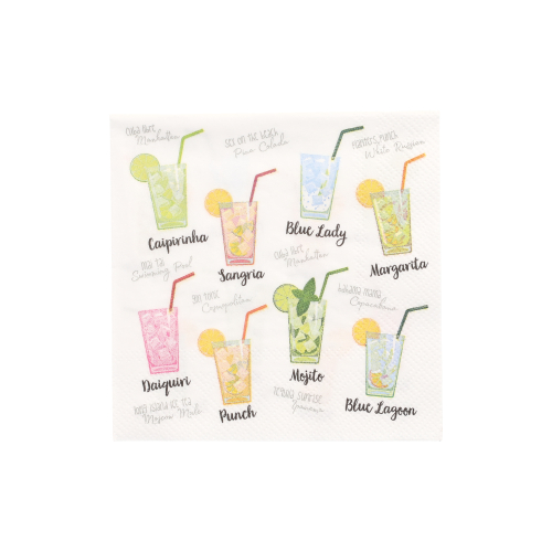 [89389] 14 x 20 Servietten, 3-lagig 1/4-Falz 25 cm x 25 cm "Cocktail"