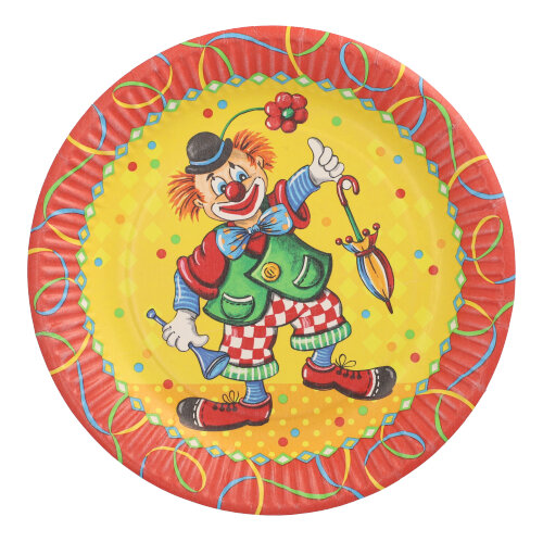 10 x 50 Teller, Pappe rund Ø 23 cm "Clown"