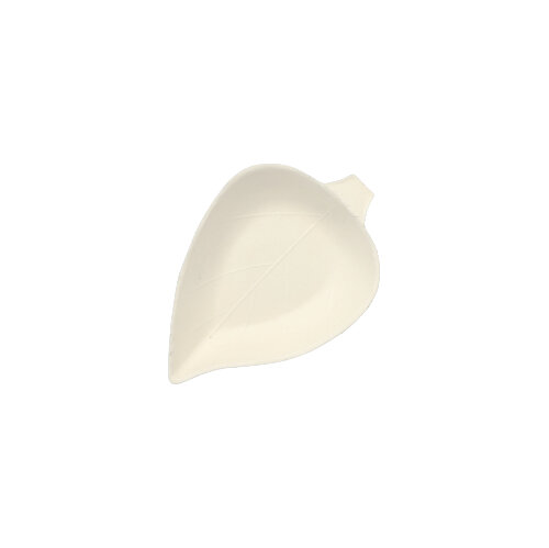 [89435] 10 x 50 Fingerfood - Teller, Zuckerrohr "pure" 1,2 cm x 6 cm x 8 cm weiss "Leaf"