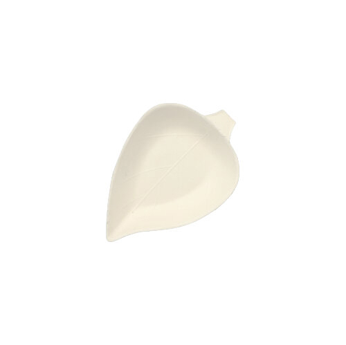 15 x 12 Fingerfood - Teller, Zuckerrohr "pure" 1,2 cm x 6 cm x 8 cm weiss "Leaf"