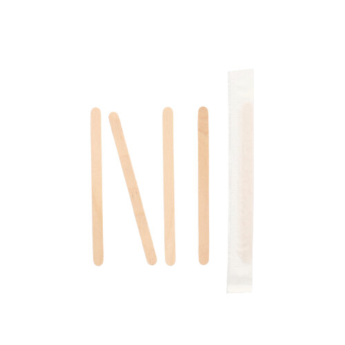 10 x 1000 Rührstäbchen, Holz "pure" 9 cm x 6 mm einzeln gehüllt