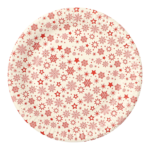 34 x 30 Teller, Pappe rund Ø 23 cm weiss "Snöflinga"