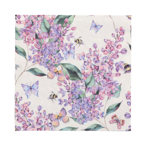[89473] 10 x 20 Servietten, 3-lagig 1/4-Falz 33 cm x 33 cm "Lilac Dream"