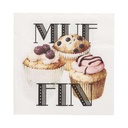 10 x 20 Servietten, 3-lagig 1/4-Falz 33 cm x 33 cm "Muffin"