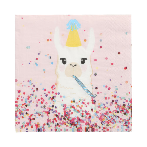 [89481] 10 x 20 Servietten, 3-lagig 1/4-Falz 33 cm x 33 cm "Llama Party"