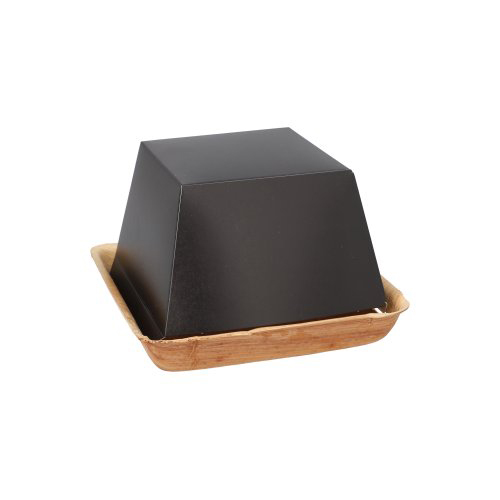 4 x 25 Burgerboxen Palmblatt eckig 8 cm x 14 cm x 14 cm , klein mit separatem Deckel
