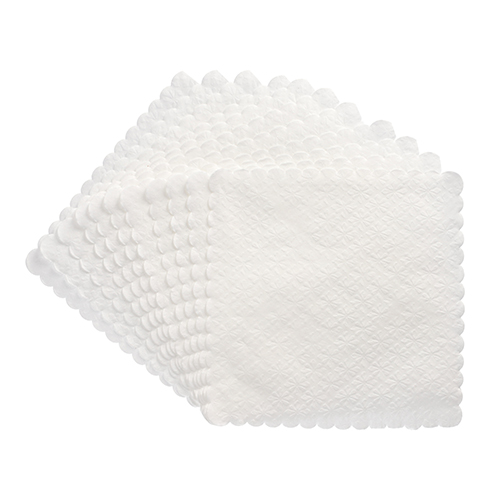 [89499] 10 x 2000 Dessertdeckchen 15 cm x 15 cm weiss