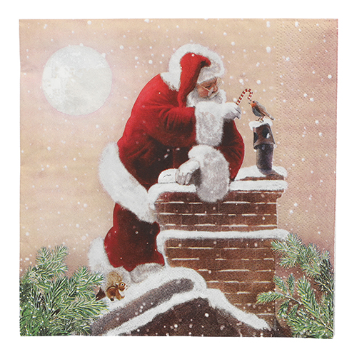 [89527] 15 x 20 Servietten, 3-lagig 1/4-Falz 40 cm x 40 cm "Dans la Cheminee"