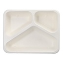 6 x 50 Siegelschalen Zuckerrohr, PLA beschichtet 3-geteilt 1000 ml 4,9 cm x 22,7 cm x 17,8 cm