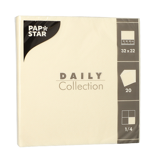15 x 20 Servietten "DAILY Collection" 1/4-Falz 32 cm x 32 cm champagner