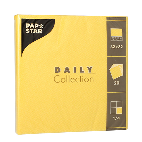 [89614] 15 x 20 Servietten "DAILY Collection" 1/4-Falz 32 cm x 32 cm gelb