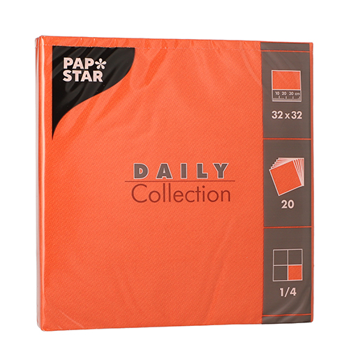 15 x 20 Servietten "DAILY Collection" 1/4-Falz 32 cm x 32 cm nektarine