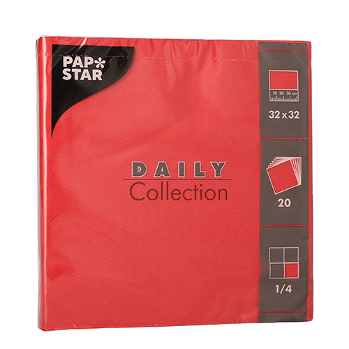 15 x 20 Servietten "DAILY Collection" 1/4-Falz 32 cm x 32 cm rot