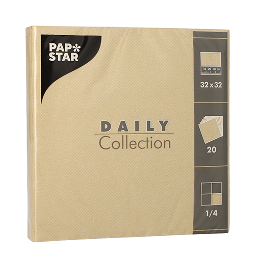 15 x 20 Servietten "DAILY Collection" 1/4-Falz 32 cm x 32 cm sand
