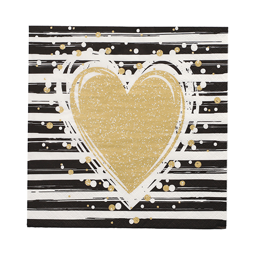 [89706] 12 x 30 Servietten, 3-lagig 1/4-Falz 33 cm x 33 cm "Sparkling Heart"
