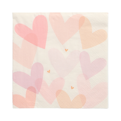 [89712] 10 x 20 Servietten, 3-lagig 1/4-Falz 33 cm x 33 cm "Pastell Hearts"