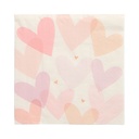 10 x 20 Servietten, 3-lagig 1/4-Falz 33 cm x 33 cm "Pastell Hearts"