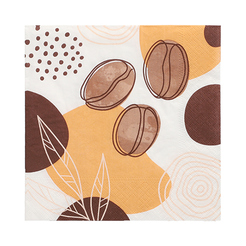 [89714] 10 x 20 Servietten, 3-lagig 1/4-Falz 33 cm x 33 cm "Coffee Beans"