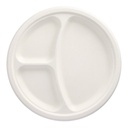 10 x 50 Teller, Zuckerrohr "pure" 3-geteilt Ø 26 cm · 2 cm weiss