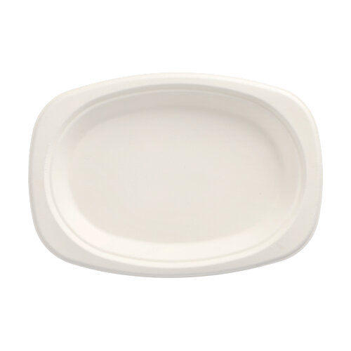 10 x 50 Teller, Zuckerrohr "pure" oval 23 cm x 16 cm x 2 cm weiss