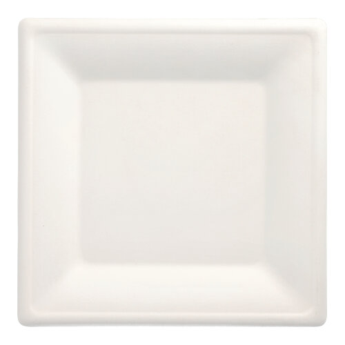 [89755] 12 x 12 Teller, Zuckerrohr "pure" eckig 26 cm x 26 cm weiss