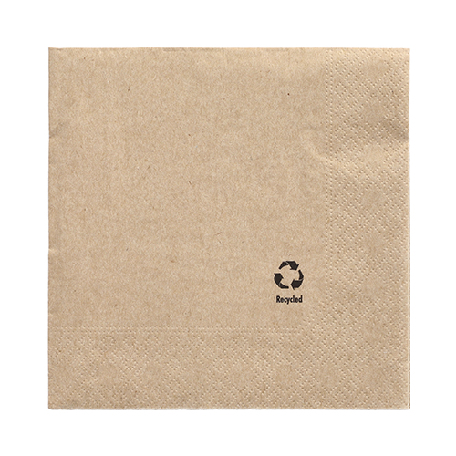 [89765] 6 x 100 Servietten, 3-lagig 1/4-Falz 33 cm x 33 cm natur aus recyceltem Papier