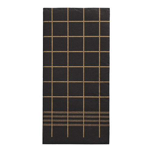 16 x 30 Servietten, 2-lagig "PUNTO" 1/8-Falz 39 cm x 40 cm schwarz/gold "Kitchen Towel"