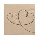 10 x 20 Servietten, 3-lagig 1/4-Falz 33 cm x 33 cm natur "Love" aus recyceltem Papier