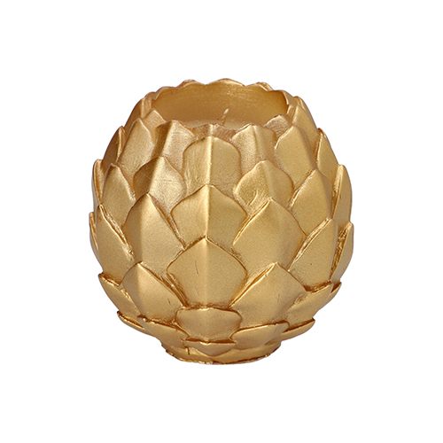 [89847] 6 x Kugelkerze Ø 10 cm gold "Pine Cone"