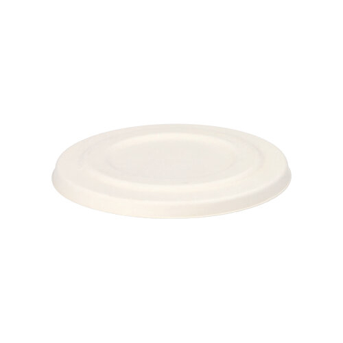 [89858] 8 x 50 Deckel für Suppenbecher, Zuckerrohr "pure" rund Ø 14 cm weiss