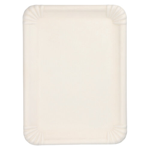 [89859] 20 x 6 Servierplatten, Zuckerrohr "pure" eckig 26 cm x 35 cm weiss