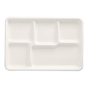 5 x 25 Menü-Trays, Zuckerrohr "pure" 5-geteilt 2,4 cm x 21,6 cm x 31,7 cm weiss