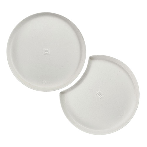 [89998] 24 x 12 Teller Zuckerrohr "pure" rund Ø 12 cm · 1 cm weiss "Cella" : Set
