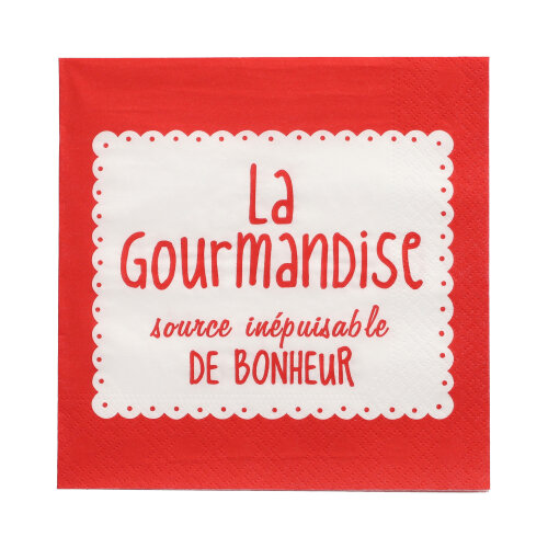 [90299] 12 x 20 Servietten, 3-lagig 1/4-Falz 33 cm x 33 cm rot "La Gourmandise"