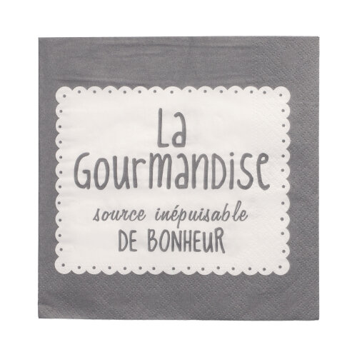[90300] 12 x 20 Servietten, 3-lagig 1/4-Falz 33 cm x 33 cm grau "La Gourmandise"