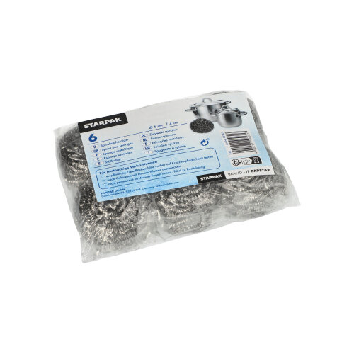 [90367] 16 x 6 Spiraltopfreiniger Edelstahl rund Ø 6 cm · 4 cm silber , kratzend