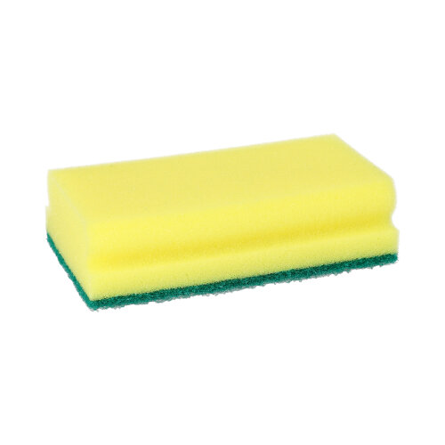 14 x 3 Topfreiniger, Schwamm Jumbo eckig 4,1 cm x 14,8 cm x 8,5 cm gelb/grün mit Griffrille, kratzend