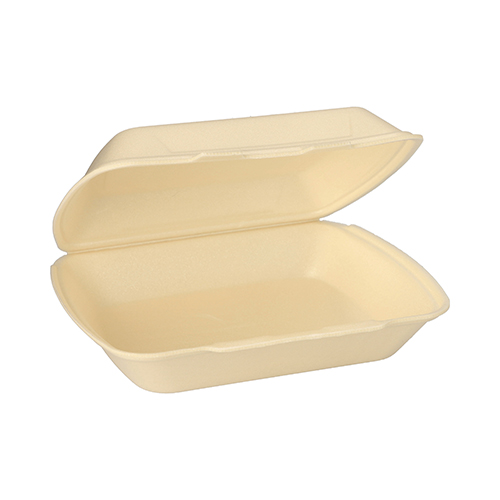 [90373] 2 x 100 Menüboxen mit Klappdeckel, XPS ungeteilt 7,5 cm x 24,3 cm x 20,8 cm creme